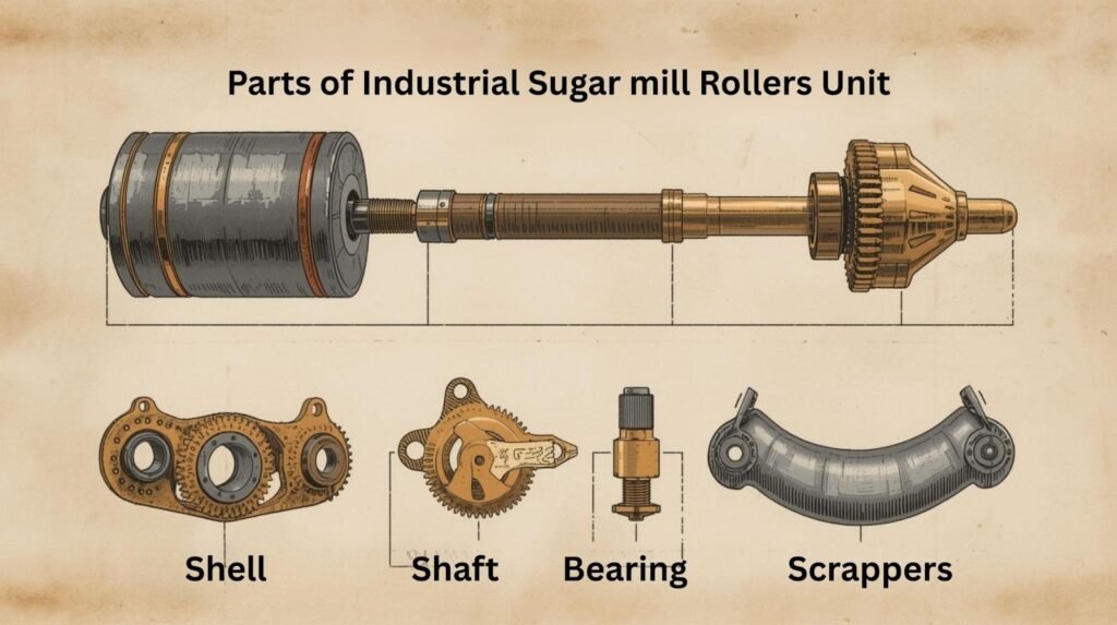 Parts of Industrial Sugar mill Rollers